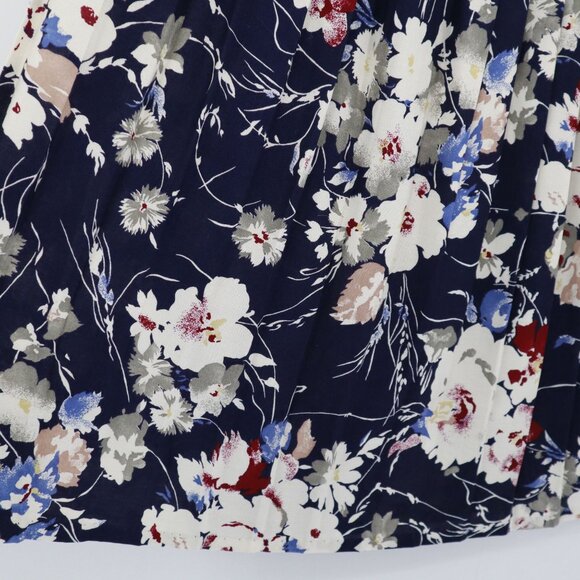 Vintage Floral Midi Skirt Womens 8 Navy Moody Dark Feminine Romantic Bloomcore - Picture 6 of 16